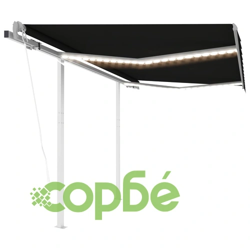 Автоматична тента с LED и сензор за вятър, 3x2,5 м, антрацит ➤ топ цена ➤ sorbe.bg