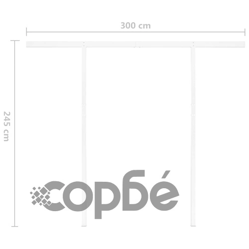 Ръчно прибиращ се сенник с прътове, 3,5x2,5 м, кремав ➤ топ цена ➤ sorbe.bg