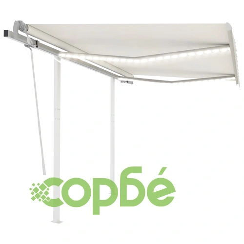 Ръчно прибиращ се сенник с LED, 3,5x2,5 см, кремав ➤ топ цена ➤ sorbe.bg