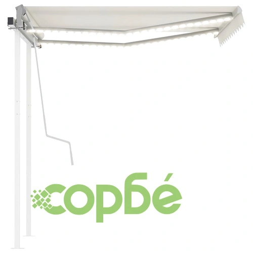 Ръчно прибиращ се сенник с LED, 3,5x2,5 см, кремав ➤ топ цена ➤ sorbe.bg