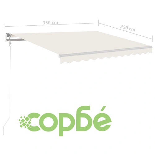 Ръчно прибиращ се сенник с LED, 3,5x2,5 см, кремав ➤ топ цена ➤ sorbe.bg