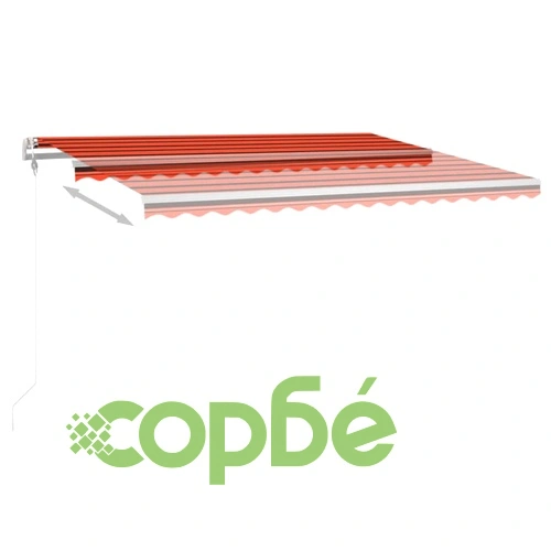 Ръчно прибиращ се сенник с LED 4x3 м оранжево и кафяво ➤ топ цена ➤ sorbe.bg