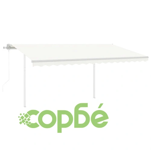 Автоматична тента с LED и сензор за вятър, 4x3 м, кремава ➤ топ цена ➤ sorbe.bg
