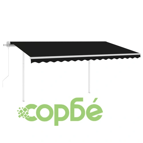 Автоматична тента с LED и сензор за вятър, 4x3 м, антрацит ➤ топ цена ➤ sorbe.bg