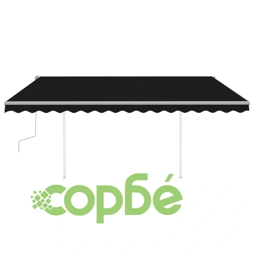 Ръчно прибиращ се сенник с LED, 4,5x3 м, антрацит ➤ топ цена ➤ sorbe.bg