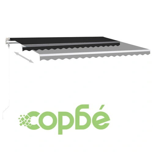 Ръчно прибиращ се сенник с LED, 4,5x3 м, антрацит ➤ топ цена ➤ sorbe.bg