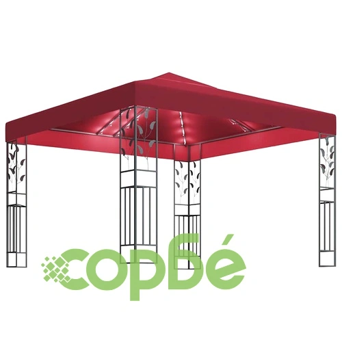 Шатра с LED светещи стрингове, 3х3 м, виненочервена ➤ топ цена ➤ sorbe.bg
