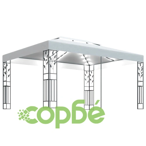 Шатра с двоен покрив и LED светещи стрингове, 3x4 м, бяла на топ цена от sorbe.bg Шатра с двоен покрив и LED светещи стрингове, 3x4 м, бяла ➤ топ цена ➤ sorbe.bg