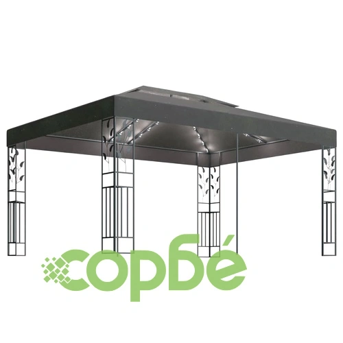 Шатра с двоен покрив и LED светещи стрингове, 3х4 м, антрацит ➤ топ цена ➤ sorbe.bg