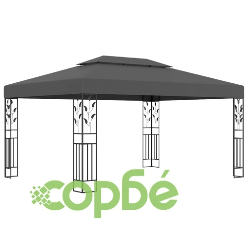 Шатра с двоен покрив и LED светещи стрингове, 3х4 м, антрацит ➤ топ цена ➤ sorbe.bg