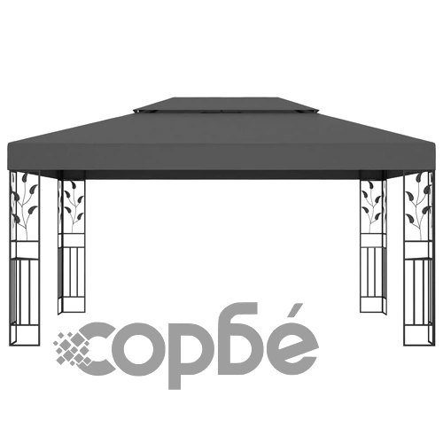 Шатра с двоен покрив и LED светещи стрингове, 3х4 м, антрацит ➤ топ цена ➤ sorbe.bg