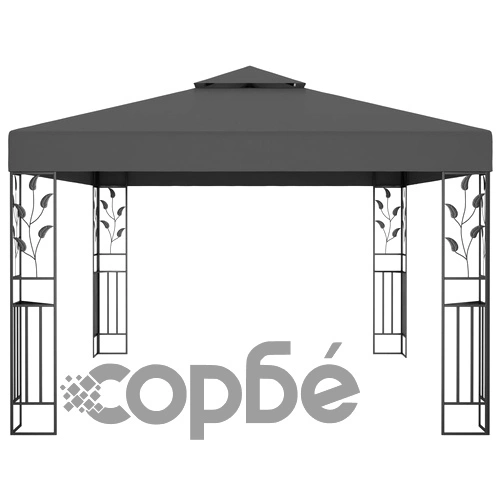 Шатра с двоен покрив и LED светещи стрингове, 3х4 м, антрацит ➤ топ цена ➤ sorbe.bg
