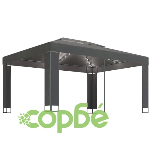Шатра с LED светещи стрингове, антрацит, 3х4 м ➤ топ цена ➤ sorbe.bg