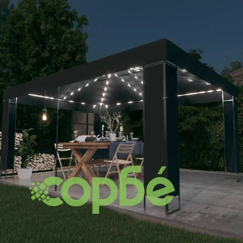 Шатра с LED светещи стрингове, антрацит, 3х4 м ➤ топ цена ➤ sorbe.bg