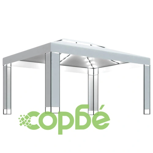 Шатра с LED светещи стрингове, бяла, 3х4 м ➤ топ цена ➤ sorbe.bg