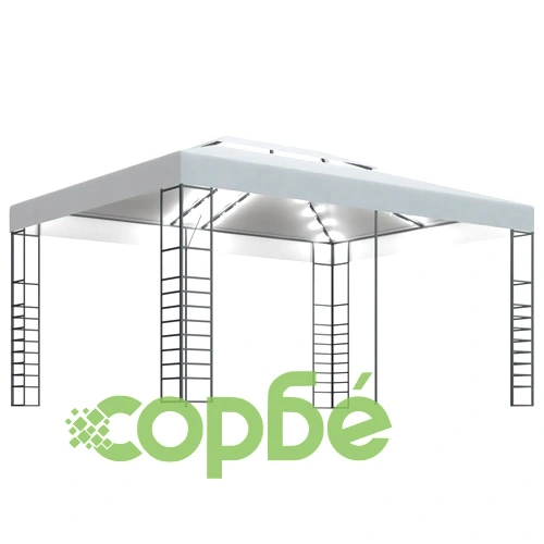 Шатра с LED светещи стрингове, 4x3x2,7 м, бяла ➤ топ цена ➤ sorbe.bg