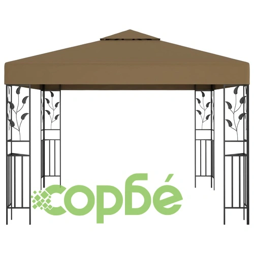 Шатра с LED светещи стрингове, 3х3 м, таупе ➤ топ цена ➤ sorbe.bg