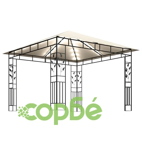 Шатра с комарник и LED стринг, 3x3x2,73 м, 180 г/м², кремава ➤ топ цена ➤ sorbe.bg
