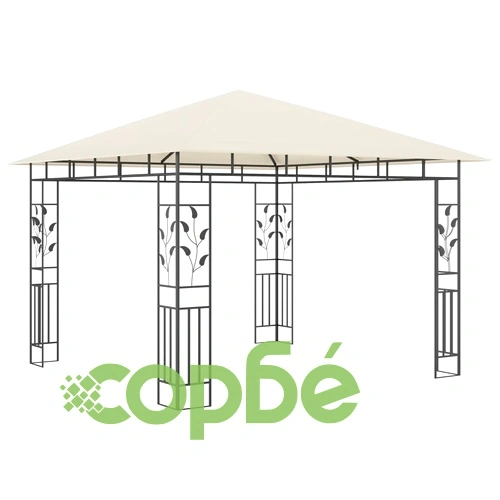 Шатра с комарник и LED стринг, 3x3x2,73 м, 180 г/м², кремава ➤ топ цена ➤ sorbe.bg