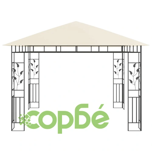Шатра с комарник и LED стринг, 3x3x2,73 м, 180 г/м², кремава ➤ топ цена ➤ sorbe.bg