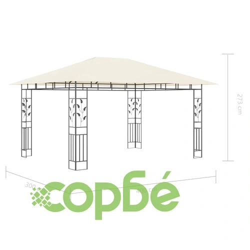 Шатра с комарник и LED стринг, 4x3x2,73 м, 180 г/м², кремава на топ цена от sorbe.bg Шатра с комарник и LED стринг, 4x3x2,73 м, 180 г/м², кремава ➤ топ цена ➤ sorbe.bg