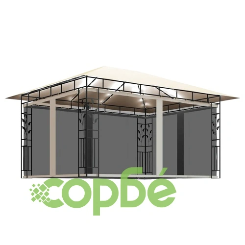 Шатра с комарник и LED стринг, 4x3x2,73 м, 180 г/м², кремава на топ цена от sorbe.bg Шатра с комарник и LED стринг, 4x3x2,73 м, 180 г/м², кремава ➤ топ цена ➤ sorbe.bg