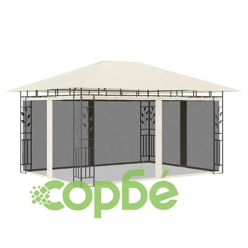 Шатра с комарник и LED стринг, 4x3x2,73 м, 180 г/м², кремава на топ цена от sorbe.bg Шатра с комарник и LED стринг, 4x3x2,73 м, 180 г/м², кремава ➤ топ цена ➤ sorbe.bg
