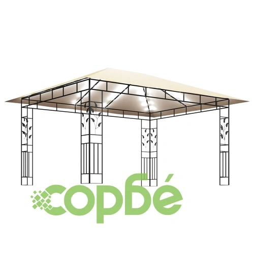 Шатра с комарник и LED стринг, 4x3x2,73 м, 180 г/м², кремава на топ цена от sorbe.bg Шатра с комарник и LED стринг, 4x3x2,73 м, 180 г/м², кремава ➤ топ цена ➤ sorbe.bg