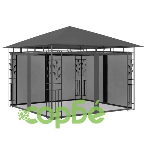 Шатра с мрежа срещу комари/LED стринг 3x3x2,73 м таупе 180 г/м² ➤ топ цена ➤ sorbe.bg