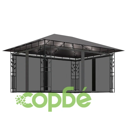 Шатра с мрежа срещу комари и LED стрингове 4x3x2,73 м антрацит ➤ топ цена ➤ sorbe.bg