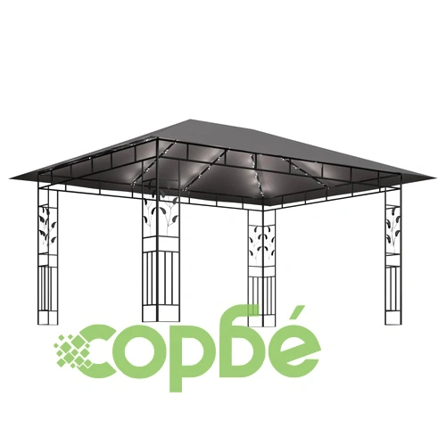 Шатра с мрежа срещу комари и LED стрингове 4x3x2,73 м антрацит ➤ топ цена ➤ sorbe.bg