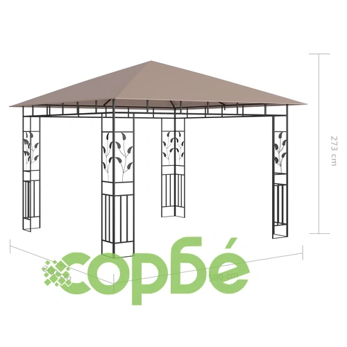 Шатра с мрежа срещу комари и LED стрингове 3x3x2,73 м таупе ➤ топ цена ➤ sorbe.bg