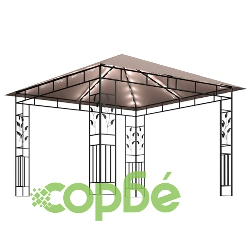 Шатра с мрежа срещу комари и LED стрингове 3x3x2,73 м таупе ➤ топ цена ➤ sorbe.bg