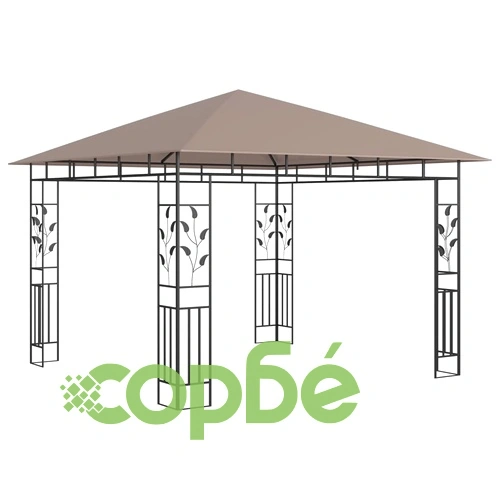 Шатра с мрежа срещу комари и LED стрингове 3x3x2,73 м таупе ➤ топ цена ➤ sorbe.bg