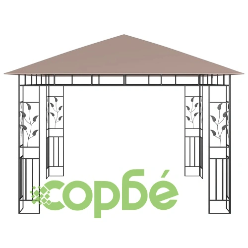 Шатра с мрежа срещу комари и LED стрингове 3x3x2,73 м таупе ➤ топ цена ➤ sorbe.bg