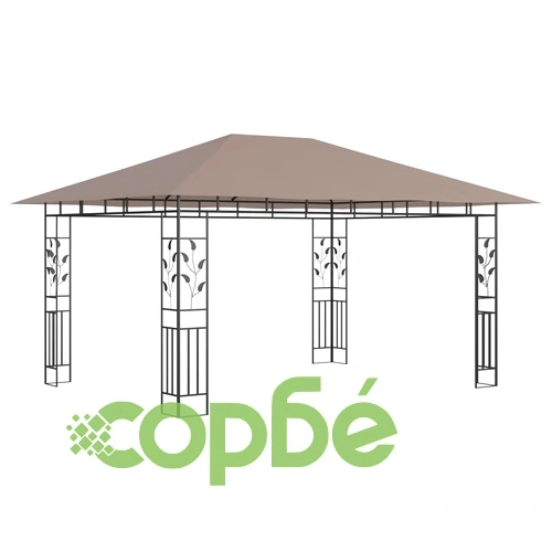 Шатра с мрежа срещу комари и LED стрингове 4x3x2,73 м таупе ➤ топ цена ➤ sorbe.bg