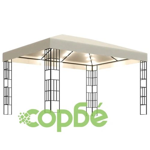 Шатра с LED светещи стрингове, 3х4 м, кремава ➤ топ цена ➤ sorbe.bg