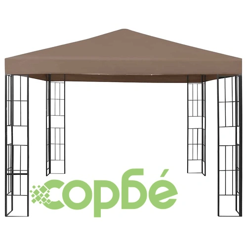 Шатра с LED светещи стрингове, 3х3 м, таупе ➤ топ цена ➤ sorbe.bg