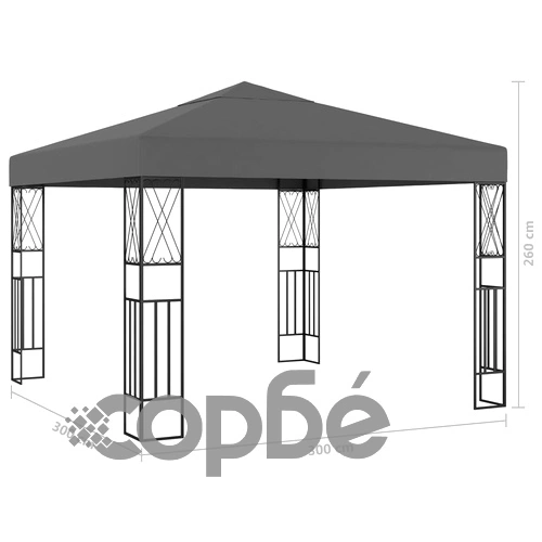 Шатра с LED светещи стрингове, 3х3 м, антрацит, текстил ➤ топ цена ➤ sorbe.bg