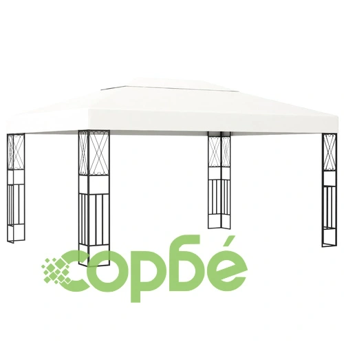 Шатра с LED светещи стрингове, 3х4 м, кремава, текстил ➤ топ цена ➤ sorbe.bg