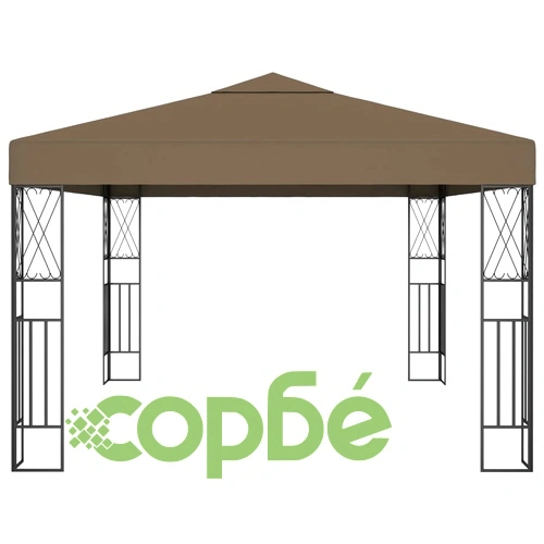 Шатра с LED светещи стрингове, 3х4 м, таупе, текстил ➤ топ цена ➤ sorbe.bg