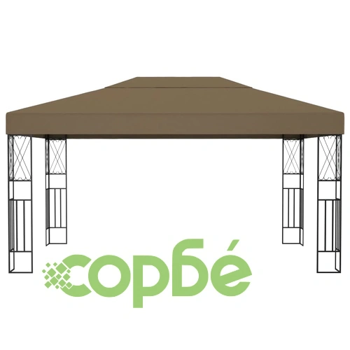 Шатра с LED светещи стрингове, 3х4 м, таупе, текстил ➤ топ цена ➤ sorbe.bg