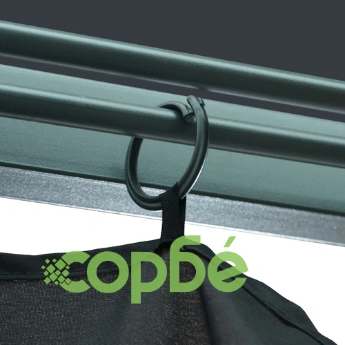 Шатра със завеси и LED стрингове, 3x3 м, антрацит, алуминий ➤ топ цена ➤ sorbe.bg
