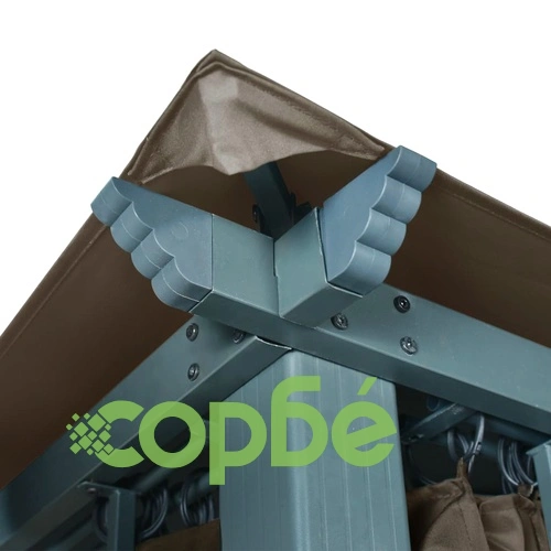 Шатра със завеси и LED светещи стрингове 3x3 м таупе алуминий ➤ топ цена ➤ sorbe.bg