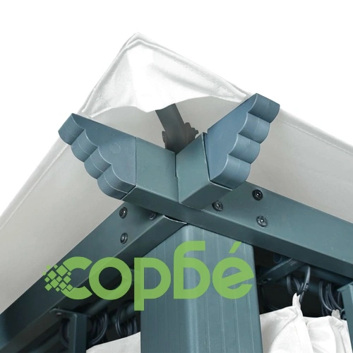 Шатра със завеси и LED светещи стрингове 4x3 м кремава алуминий ➤ топ цена ➤ sorbe.bg