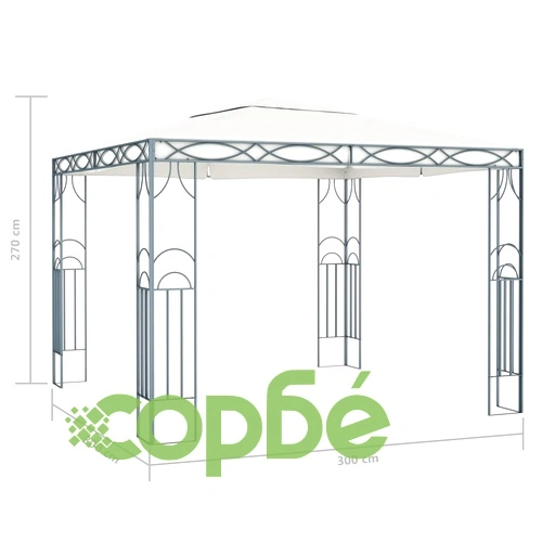 Шатра с LED светещи стрингове, 300x300 см, кремава ➤ топ цена ➤ sorbe.bg