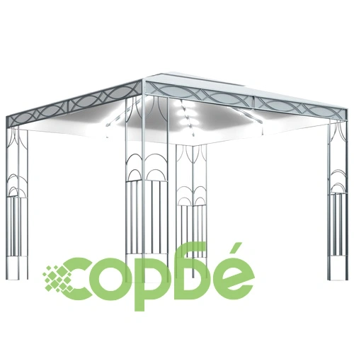 Шатра с LED светещи стрингове, 300x300 см, кремава ➤ топ цена ➤ sorbe.bg