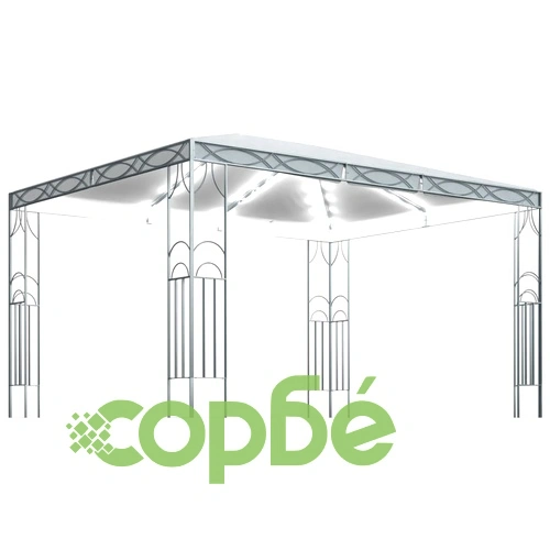 Шатра с LED светещи стрингове, 400x300 см, кремава ➤ топ цена ➤ sorbe.bg