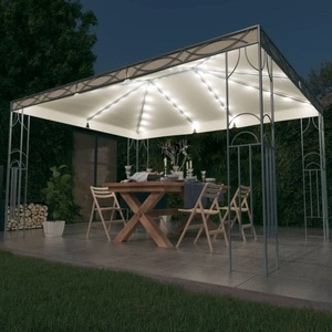 Шатра с LED светещи стрингове, 400x300 см, кремава