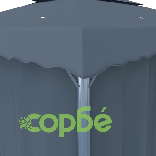 Шатра със завеси и LED светещи стрингове, 3х3 м, антрацит ➤ топ цена ➤ sorbe.bg